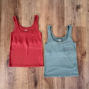 J.Crew Perfect Fit Self-Bra Tank Top Bundle in Teal and Terracotta Red Size: S